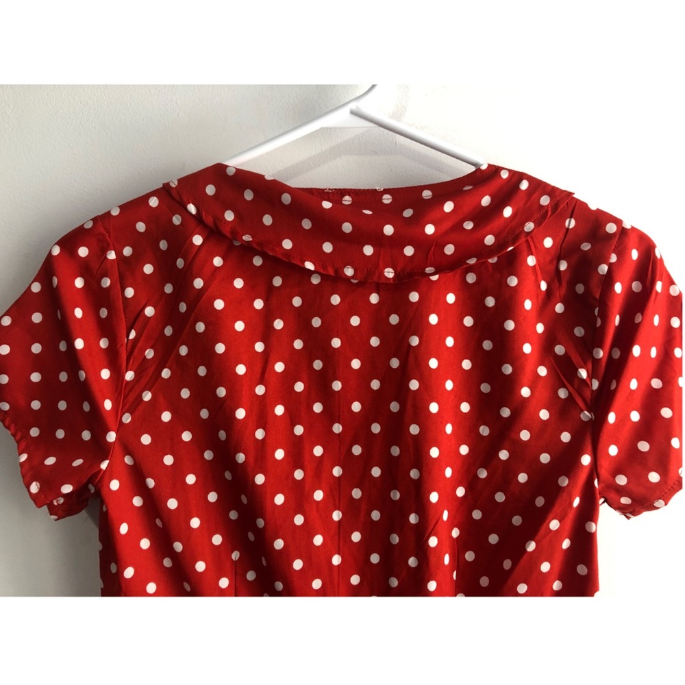 🇨🇦 Retro Polka Dot Ruffle Sailor Pinup Dress - Picture 8 of 10